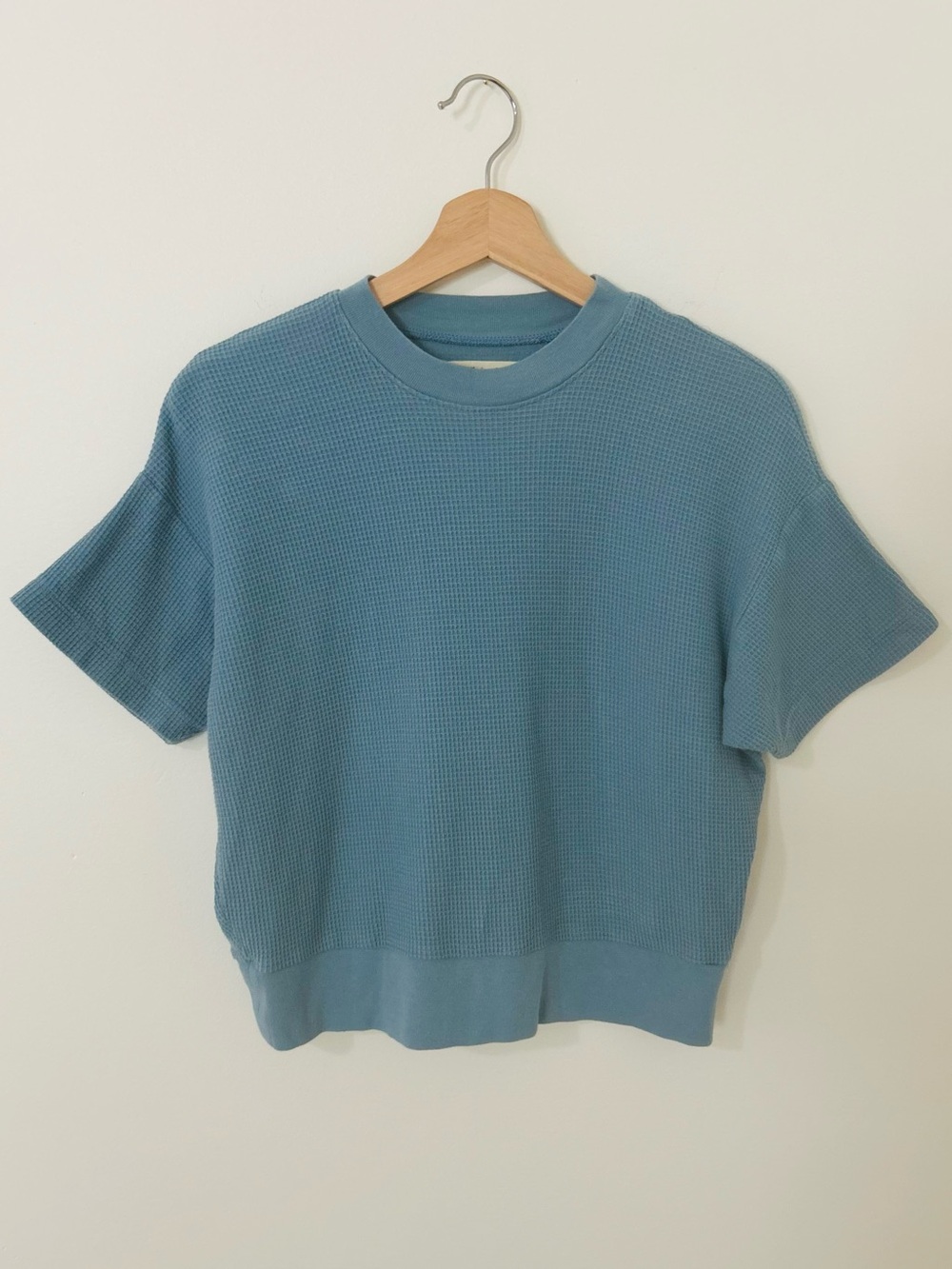 Madewell Ocean Blue Waffle Knit Short Sleeve Mockneck Tee XXS